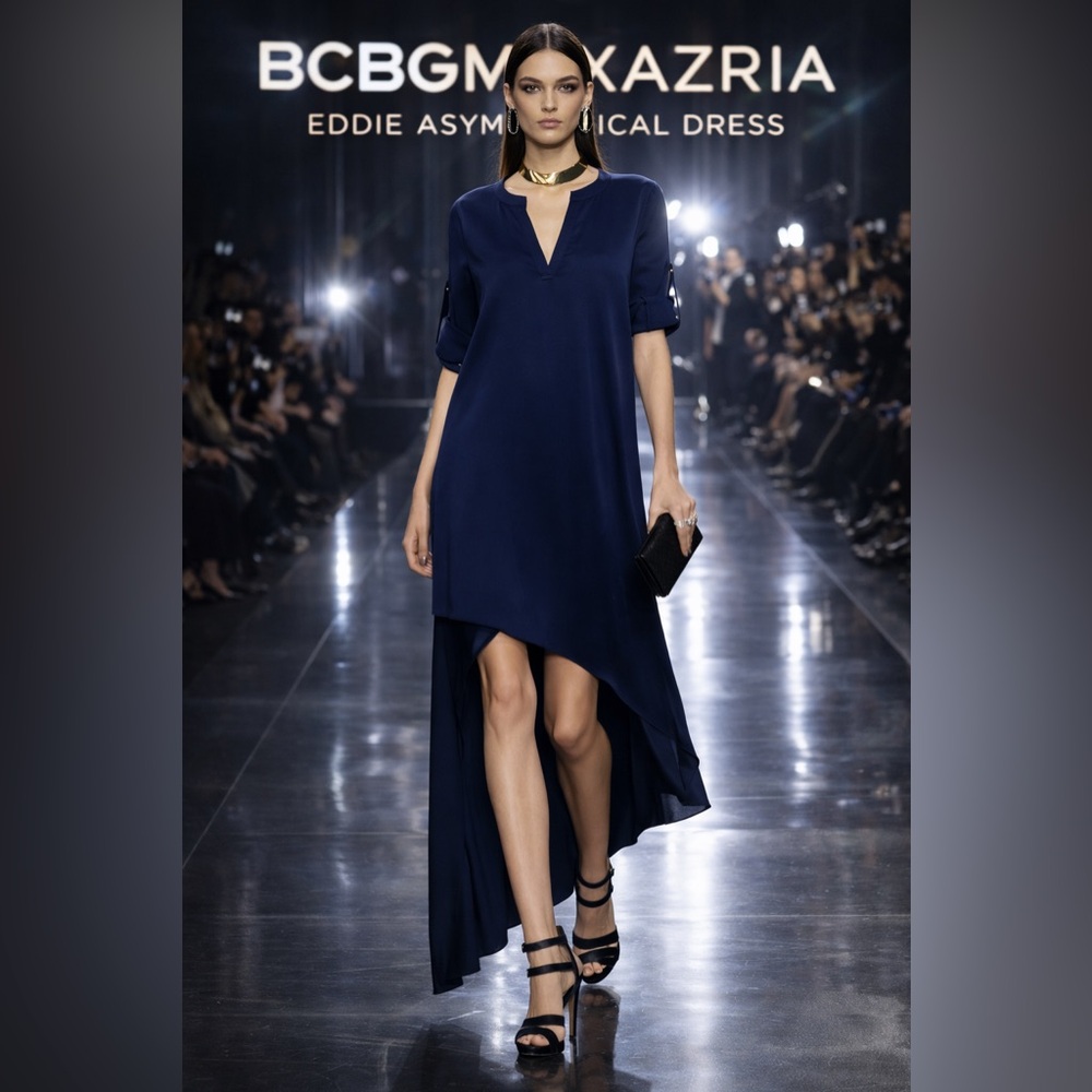 BCBGMaxAzria “Eddie” Deep Blue Asymmetrical Dress – Size XXS